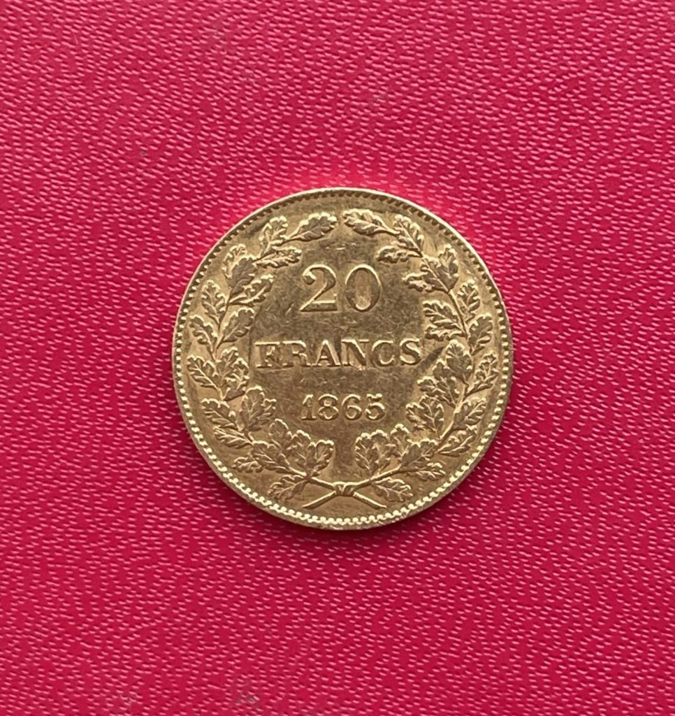 20 Francs or Leopold Ier 1865