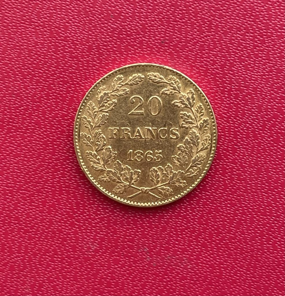 20 Francs or Leopold Ier 1865