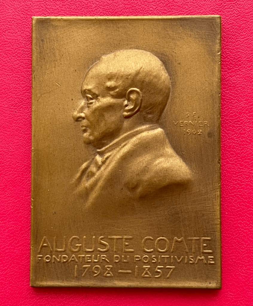 Belle médaille en bronze Auguste Comte, fondateur du positivisme 1798 - 1857