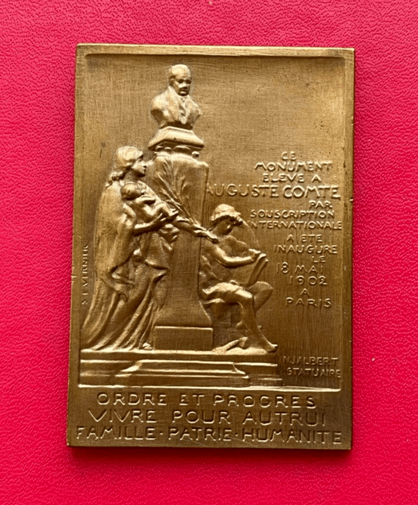 Belle médaille en bronze Auguste Comte, fondateur du positivisme 1798 - 1857